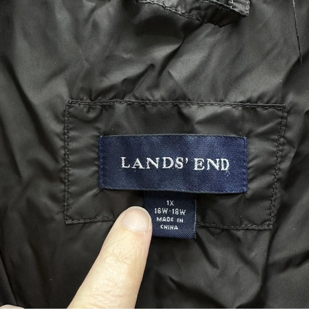 Lands' End goose down filled puffer winter coat‎ women's 1x 16W 18W brown black